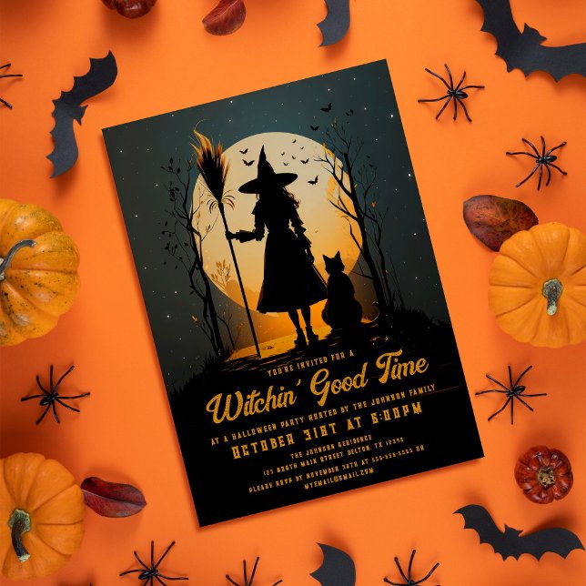 Spooky Witch Witchin' Good Time Halloween Party Invitation (Creator Uploaded)