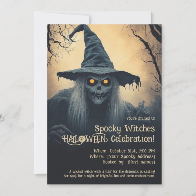 Spooky Witches Halloween Celebration Invitation (Front)