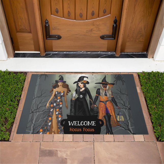 Spooky Witches Halloween Party  Doormat (Outdoor)