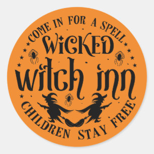 Spooky witches Inn Halloween Classic Round Sticker
