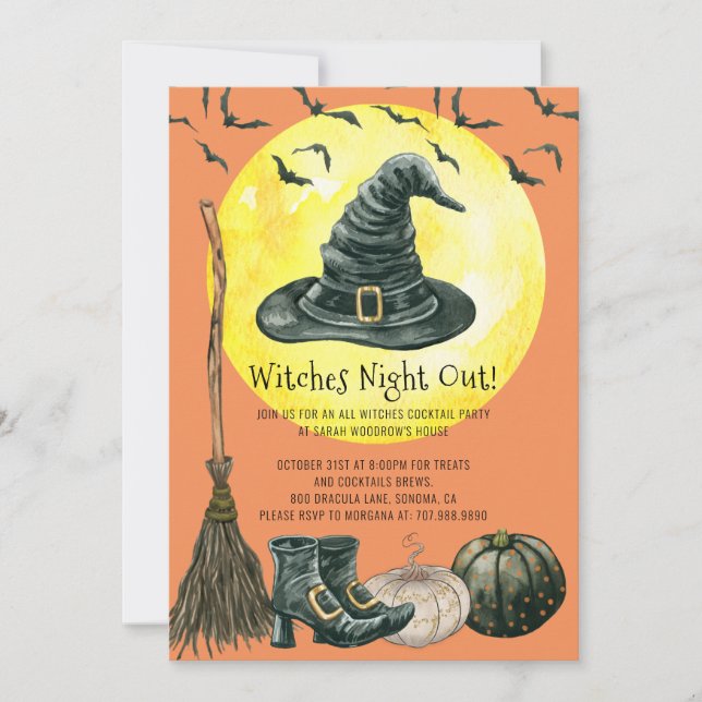 Spooky Witches Night Out Halloween Invitation (Front)