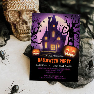 Spooky Witch's Haunted House Halloween Party Invitation