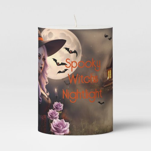 Spooky Witchs Nightlight Pillar Candle