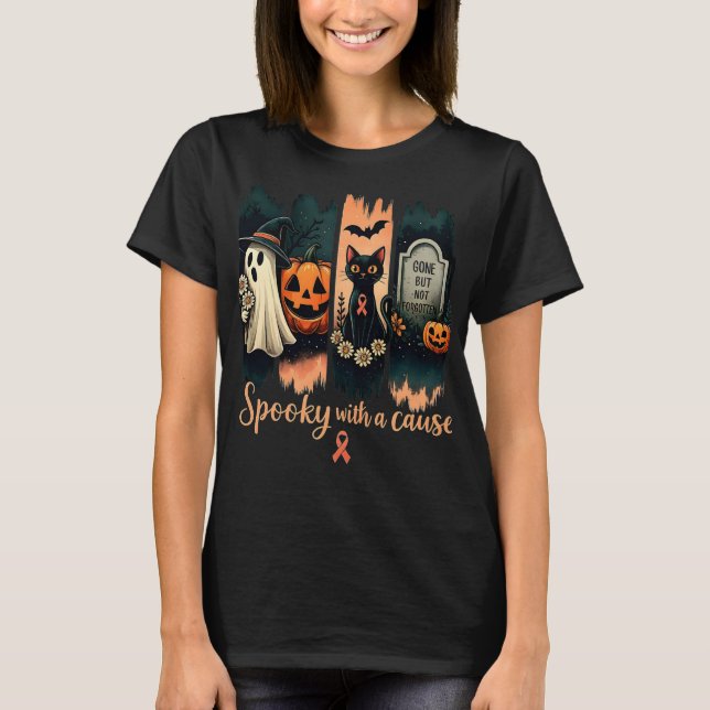  Spooky with a Cause – Halloween & Pink Ribbon  T-Shirt (Front)