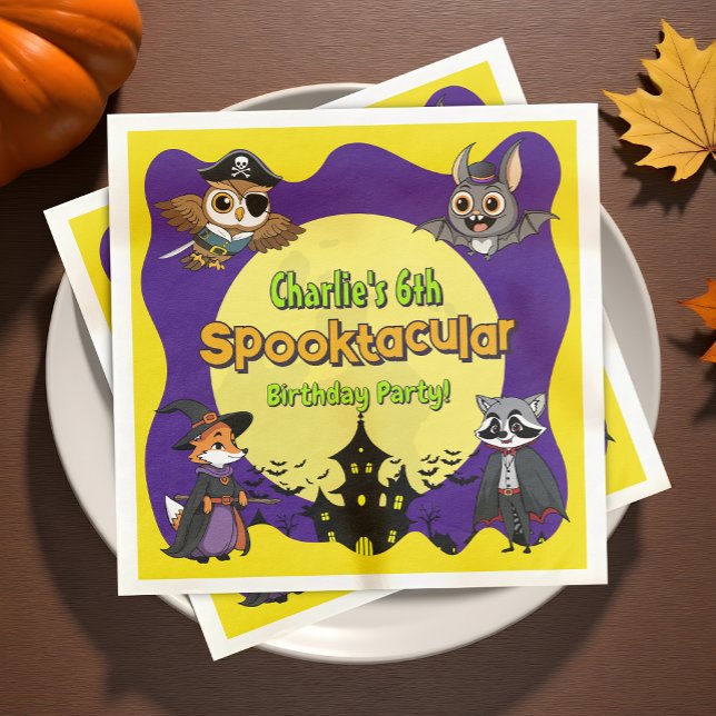 Spooky Woodland Animals in Costume Birthday Party Napkins (Creator Uploaded)