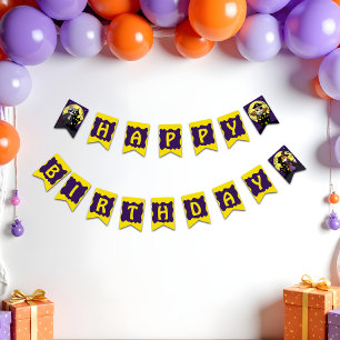Spooky Woodland Animals in Costume Happy Birthday Bunting Flags