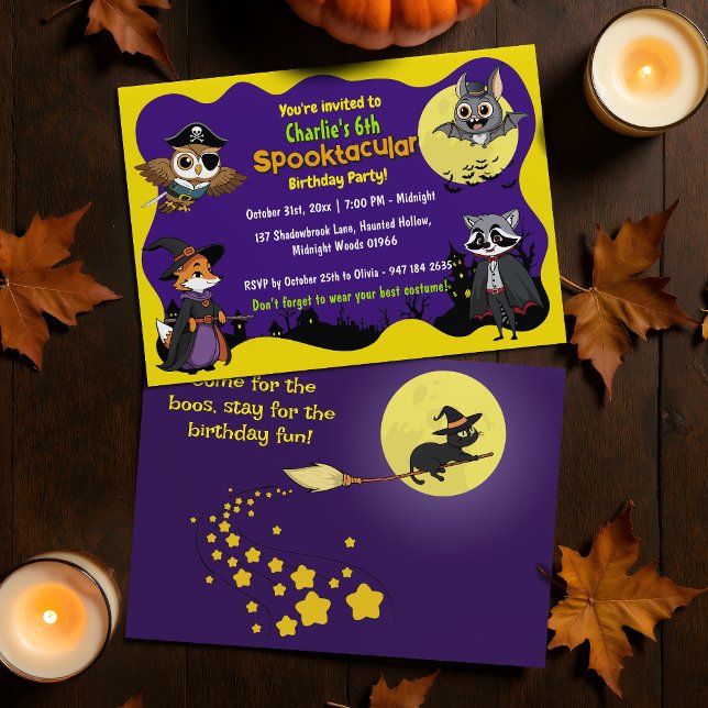 Spooky Woodland Animals in Costume Kids Birthday Invitation (Creator Uploaded)