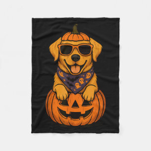 Spooky Yellow Labrador Retriever Pumpkin Halloween Fleece Blanket