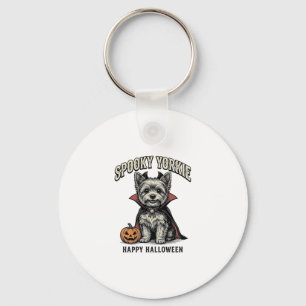 Spooky Yorkie Halloween Dog Vintage Shirt Design_1 Keychain