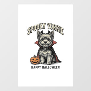 Spooky Yorkie Halloween Dog Vintage Shirt Design_1 Window Cling