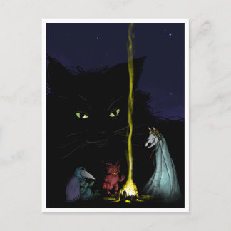 Spooky Yule Critter Quartet Postcard