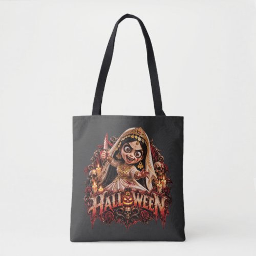 Spooky Zombie Bride Halloween Horror Art Print Tote Bag