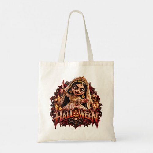 Spooky Zombie Bride Halloween Horror Art Print Tote Bag