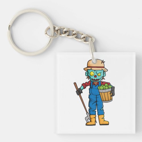 spooky zombie farmer cartoon character 2png keychain