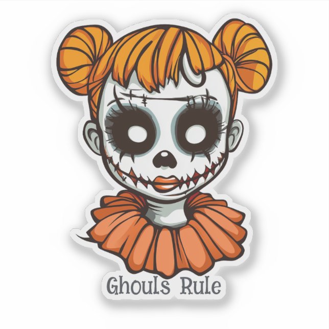 Spooky Zombie Girl Sticker (Front)