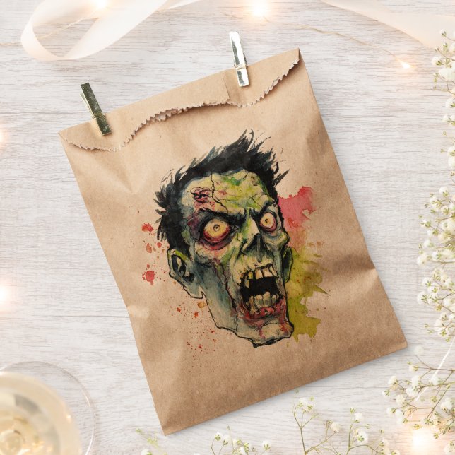 Spooky Zombie Halloween Favor Bags (Clipped)