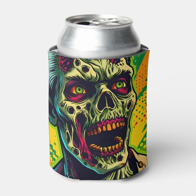 Spooky Zombie Halloween Party Can Cooler (Can Front)