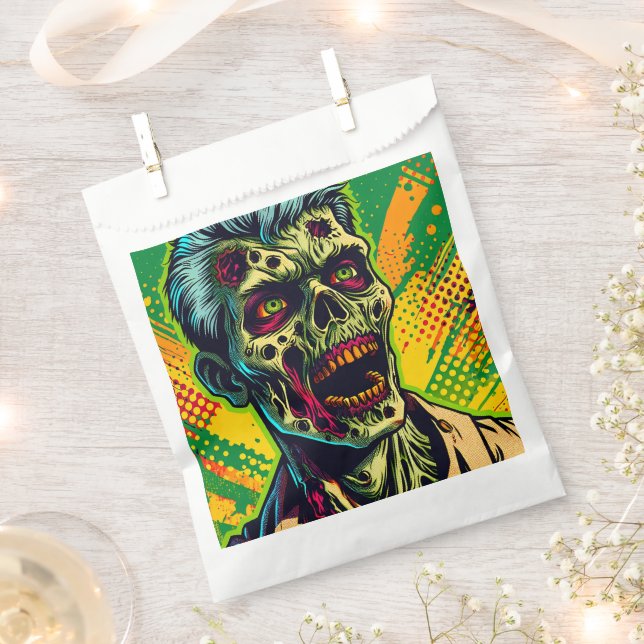 Spooky Zombie Halloween Party Favor Bag (Clipped)