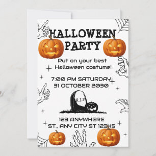 Spooky Zombie Hands Halloween Party Invitation 