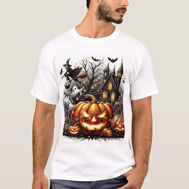 Spooky💩Gothic Halloween🦇Pumpkin🎃Patch T-Shirt (Front)