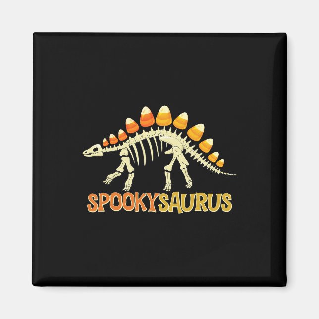 Spookysaurus Candy Corn Dinosaur Skeleton Happy Ha Magnet (Front)