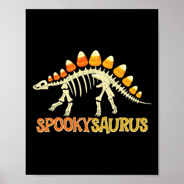 Spookysaurus Candy Corn Dinosaur Skeleton Happy Ha Poster (Front)