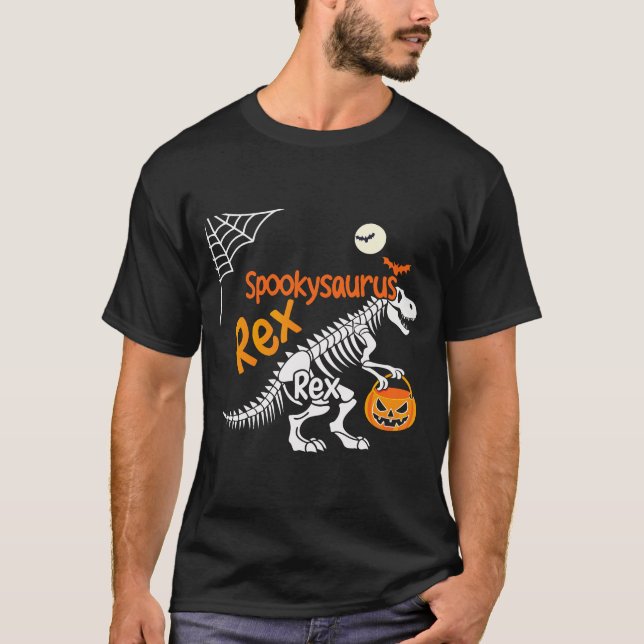 Spookysaurus Rex Halloween T-Rex Skeleton  T-Shirt (Front)