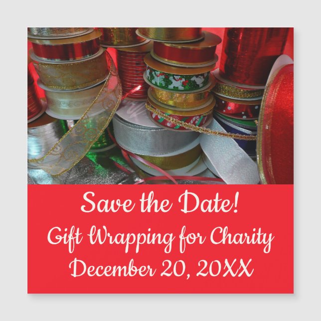 Spools of Christmas Ribbon Holiday Red and Gold (Front)