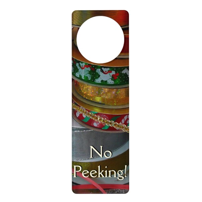 Spools of Christmas Ribbon Holiday Red and Gold Door Hanger (Front)