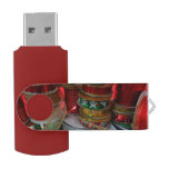 Spools of Christmas Ribbon Holiday Red and Gold Flash Drive