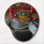 Spools of Christmas Ribbon Holiday Red and Gold Gel Mouse Pad