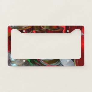 Spools of Christmas Ribbon Holiday Red and Gold License Plate Frame