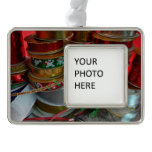 Spools of Christmas Ribbon Holiday Red and Gold Ornament