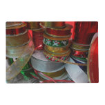 Spools of Christmas Ribbon Holiday Red and Gold Placemat