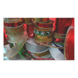 Spools of Christmas Ribbon Holiday Red and Gold Rectangular Sticker