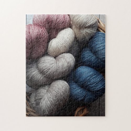 Spools of Craft Yarn in Basket Jigsaw Puzzle