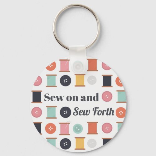 Spools of Thread and Sewing Buttons Quilters Keychain