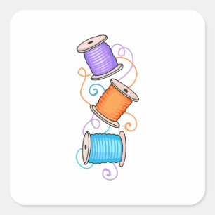 SPOOLS OF THREAD SQUARE STICKER