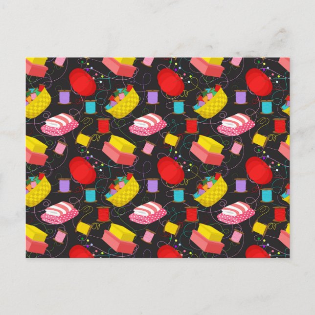 Spools Sewing Threads Pins Blankets Seamstress Postcard (Front)