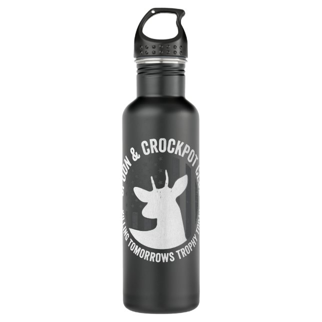 Spoon And Crockpot Club Funny Deer Hunter Hunting  Stainless Steel Water Bottle (Front)