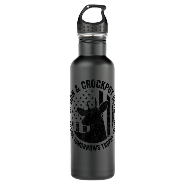Spoon And Crockpot Club Funny Deer Hunter Hunting  Stainless Steel Water Bottle (Front)