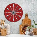 Spoon and Fork Kitchen Wall Clock<br><div class="desc">Great kitchen wall clock featuring a fork and spoon design.  Please note: there aren't any actual forks or spoons on this clock,  it is a printed design only.</div>