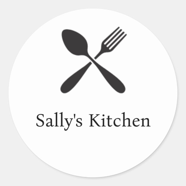 Spoon and fork silhouette business logo classic round sticker (Front)