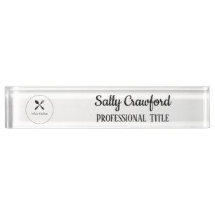Spoon and fork silhouette business logo desk name plate