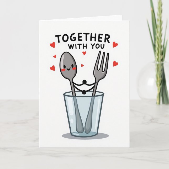 Spoon And Fork Together Card (Front)
