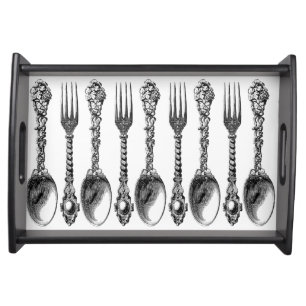 Spoon and Fork Vintage Art Serving Tray