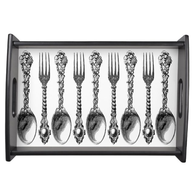 Spoon and Fork Vintage Art Serving Tray (Front)