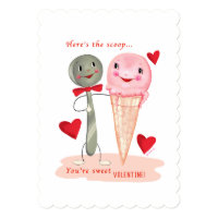 Spoon And Ice Cream Cone Vintage Valentine Card