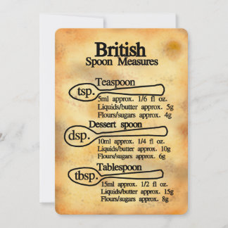 Spoon baking conversion British measures Flat Card