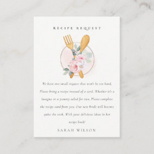 Spoon Fork Floral Recipe Request Bridal Shower Enclosure Card
